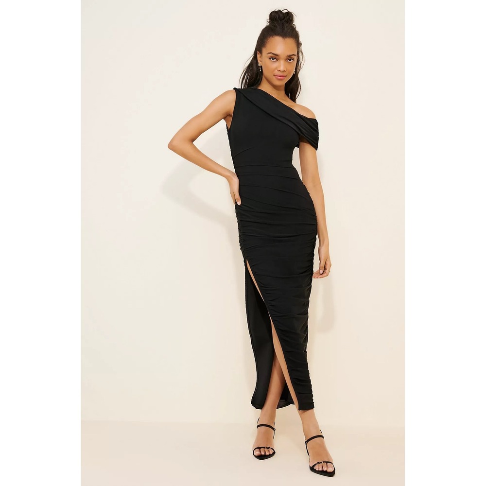 Elliatt Palmer Off-Shoulder Ruched Maxi‎ Dress Black Sz Small NWT